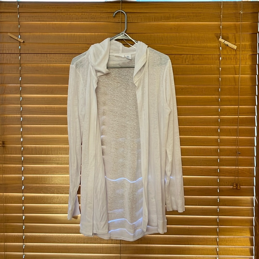 White long sleeve hooded cover up or jacket